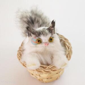 Cute Mini Imitated Cat With Basket For Decoration