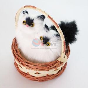 Imitated Cat Handcraf Basket With Handle For Home Decoration