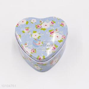 Flower pattern heart shaped gift packaging/tin box