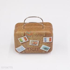 Vintage style food grade tin suitcase with handle