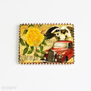 Yellow Rose Postage Stamp Shaped Ceramic Fridge Magnet