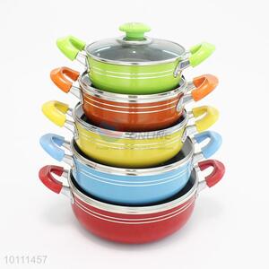 8 Pcs/Set Colorful  Ceramic Non-stick Stockpot with Lid Cookware Set