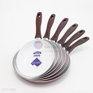 6 Sizes Overlapping Curve Non-Stick Ceramic Frying Pan with Brown Handle