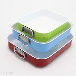 3 Pcs/Set Colorful Ceramic Square Non-stick Grill Pan Ovenware with Two Handles