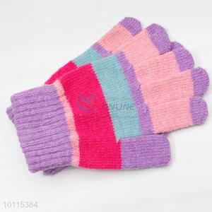 Colorful stripe acrylic children gloves
