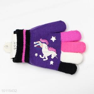 Horse pattern acrylic children gloves