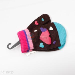 Loving heart children knitted gloves