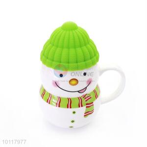 Green Cartoon Snowman Shape Ceramic Cup Drinking  Cup