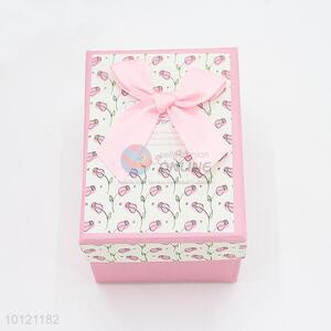 Top Selling Flowers Printed Rectangle Gift Box with Bowknot