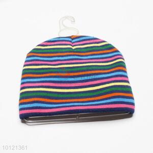 Rainbow Stripes Pattern Beanie Hats Knitting Hats