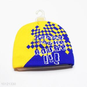 Yellow and Blue Winter Knitting Beanie Hats