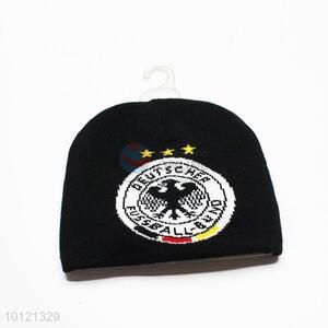 Black Deutscher Fussball Bund Pattern Beanie Hats, Knitted Hats