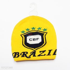 Yellow Brazil Football Symbol Beanie Hats/Knitted Hats