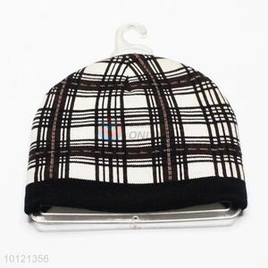 Black Plaid Pattern Winter Knitted Beanie Hats