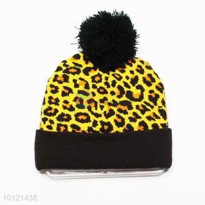 Fashionable Yellow Leopard Pattern Knitted Hats,Beanie Hats
