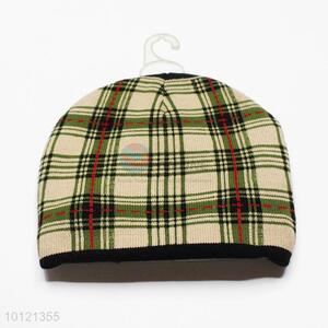 Fashion Green Plaid Pattern Winter Knitted Beanie Hats