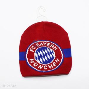 Red Plain FC Bayern Munchen Pattern Beanie Hat,Knitted Hat
