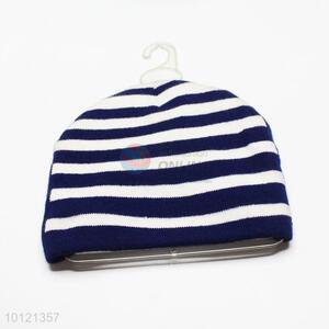 Blue and White Stripe Winter Hats Knitted Beanie Hats