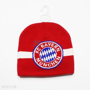 Red FC Bayern Munchen Pattern Beanie Hat,Knitted Hat