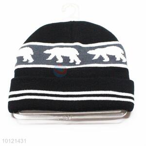 Black Cartoon Bears Pattern Winter Beanie Hat/Knitted Hat