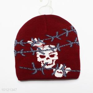 Wine Red Skull Pattern Beanie Hats/Knitted Hats