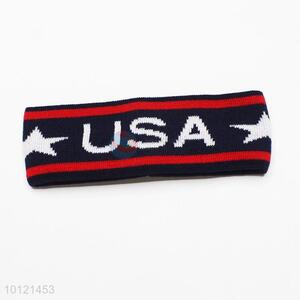 USA Pattern Embroidered Logo Sport Headbands