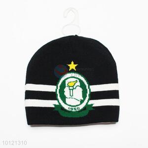 Black and White Stripe Green Pattern Winter Knitted Hats