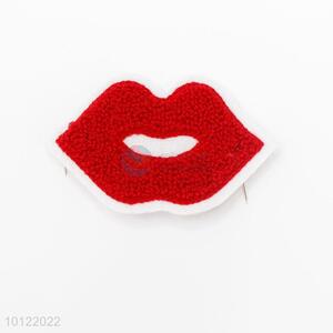Sexy red lip chenille patch towel embroidery badge/patch
