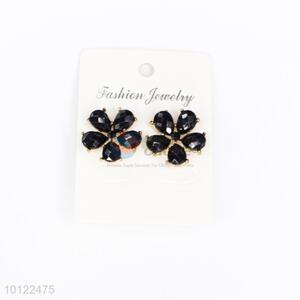 Black flower dangle earrings/wedding earrings/jewelry