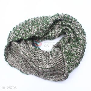 Green Round Infinity Knitted Scarf