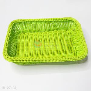 Rectangle green woven plastic storage basket