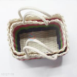 Portable plastic woven fruit/food/gift basket