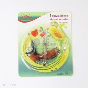 Super Quality Bird&Flowers Printed Mercury Thermometer with Sucking Hooks