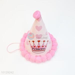Happy Birthday Pink Princess Paper Hat for Kids