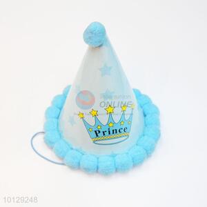 Sky-blue birthday party crown paper hat