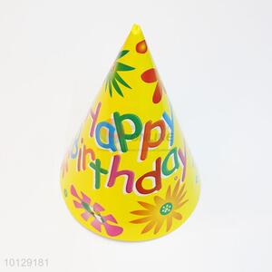Yellow kids happy birthday paper hat
