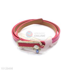 China Fashion Rose Red PU Leather Female Belt