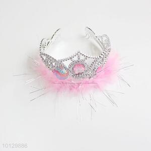 Princess Party Tiara Pink Feather Plastic Crown