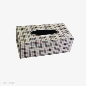 Eco-friendly checked leather paper tissue box