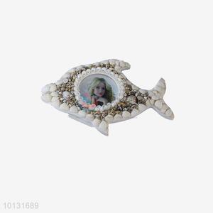 Fancy shell decoration fish shape photo frame /picture frame