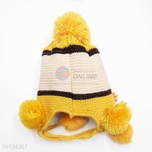 Kids favorite yellow cotton knitting warm winter caps