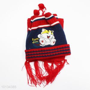 Fashion design cat cotton knitting children winter caps