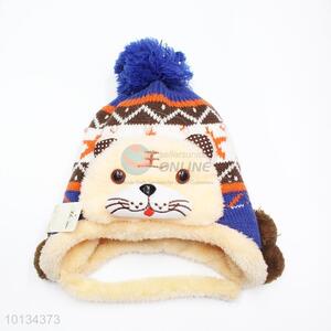 3D tiger fashion cotton knitting kids winter hats