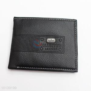 High Quality Black Leather Portable Short Men Wallet