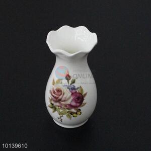 Unique design flower printed ceramic vase