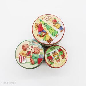 Wholesale 3pcs/Set Round Tinplate Candy Box Food Packaging Tin Can