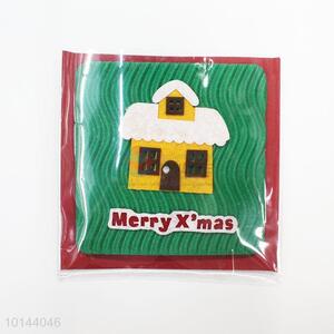 Cartoon House Pattern Flannel Christmas Card/Greeting Card/ Gift Card