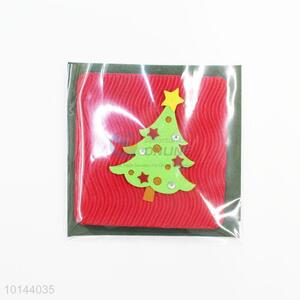 Square Shape Hand-made Christmas Trees Flannel Christmas Cards Greeting Wishes Cards