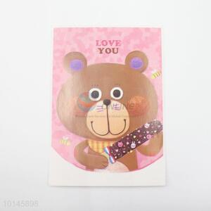 Pink bear pattern paper postcard