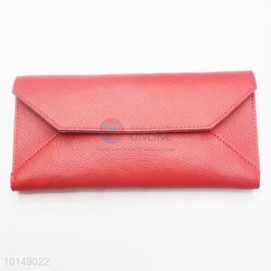 High Quality Watermelon Red Color <em>Envelope</em> Style PU Leather Wallets Women Long Purse